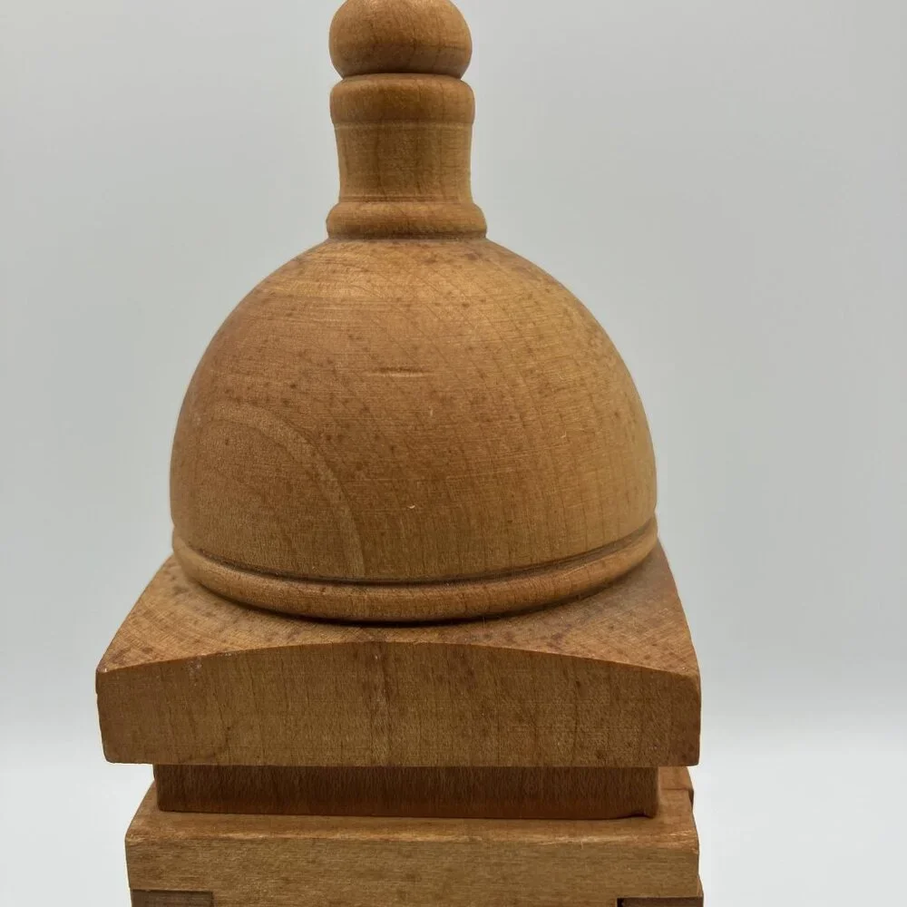 Wooden Container/Box Sculpture‎ Decor Handcrafted Finger Joints Dome Lid 8